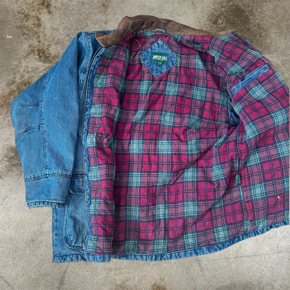 1990’s Vintage American Eagle Denim Lobster Clasp Fireman Jacket - Picture 4 of 8